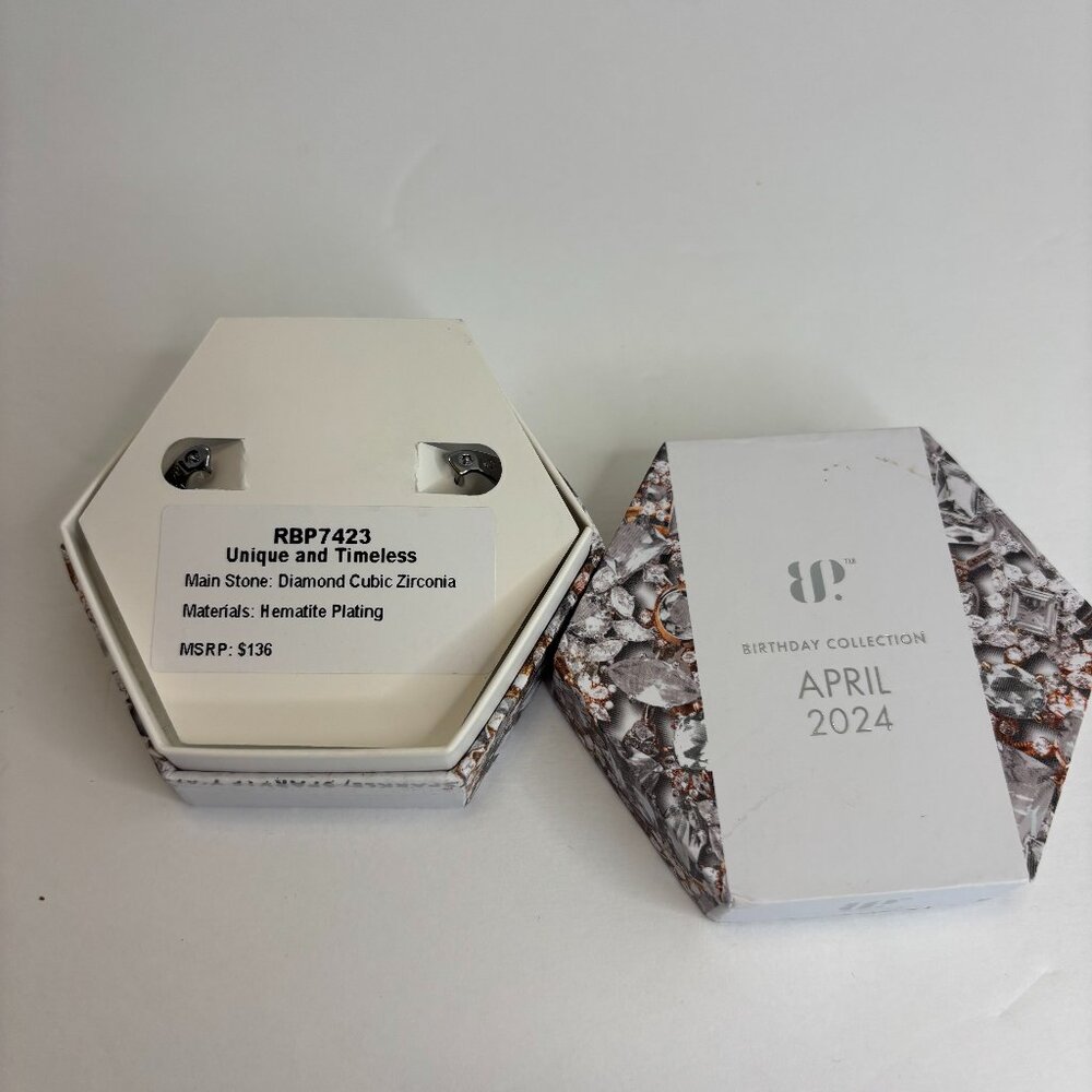 Bomb Party Unique and Timeless Earrings Diamond Cubic Zirconia Hematite Plating